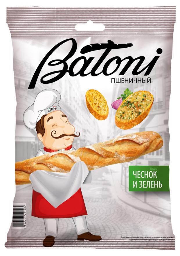 

Сухарики пшеничные Batoni с чесноком и зеленью, 50 г