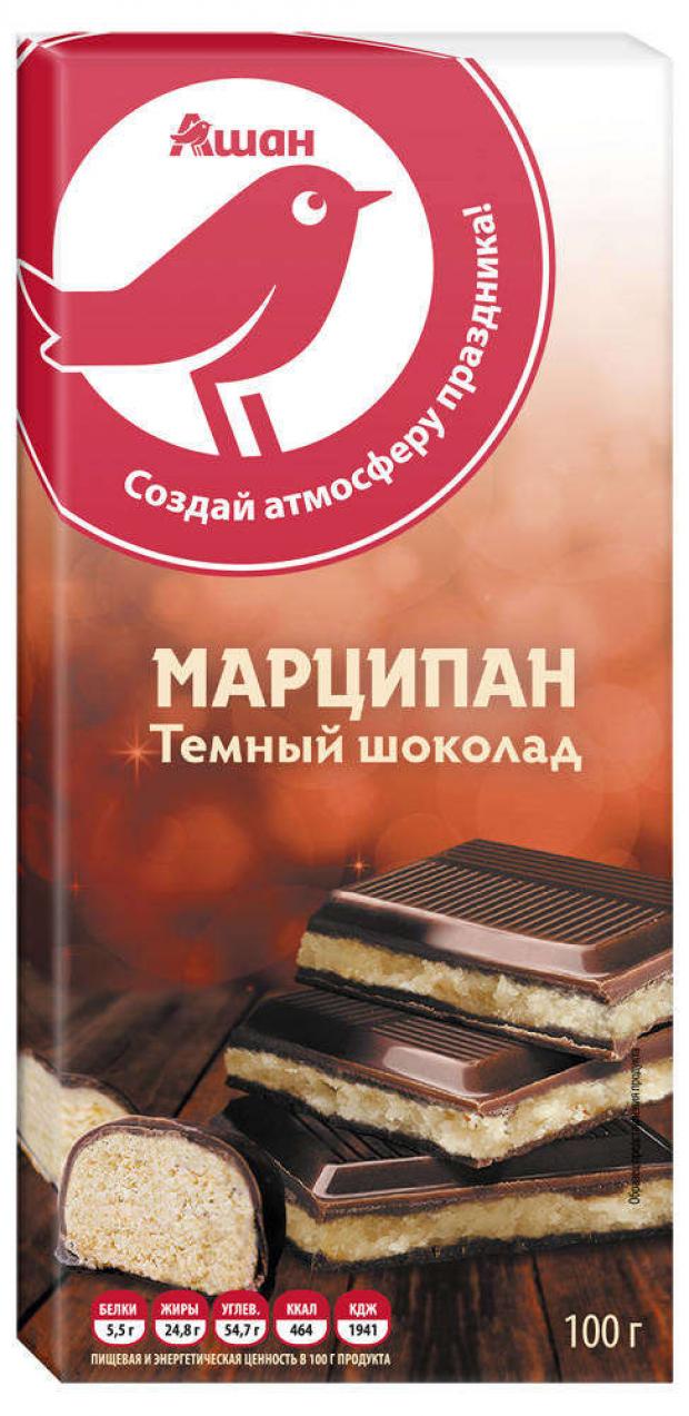 Шоколад АШАН темный с марципаном, 100 г