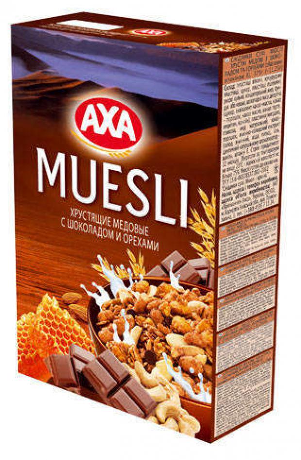 

Мюсли AXA медовые c шоколадом и орехами, 250 г