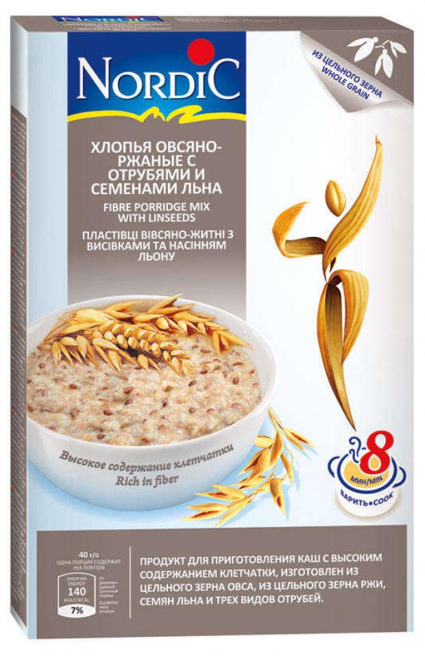 

Хлопья овсяно-ржаные Nordic с отрубями и семенами льна, 600 г