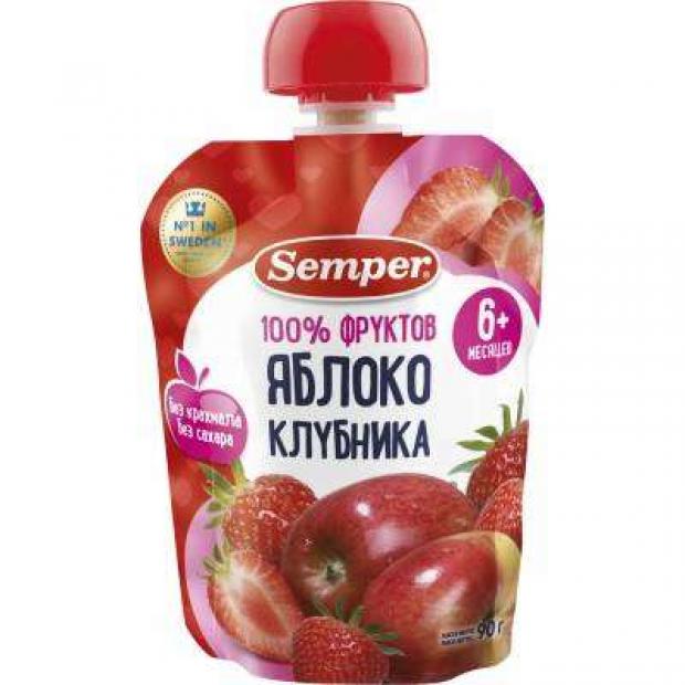 

Пюре Semper яблоко клубника с 6 мес, 90 г