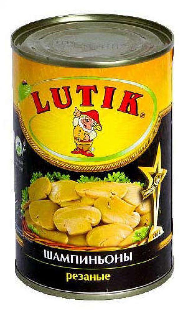 Шампиньоны Lutik резаные маринованные, 425 мл