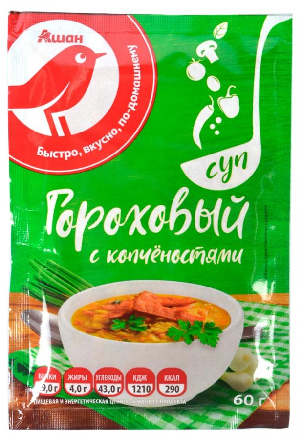 

Суп Auchan Красная Птица гороховый с копченостями, 60 г