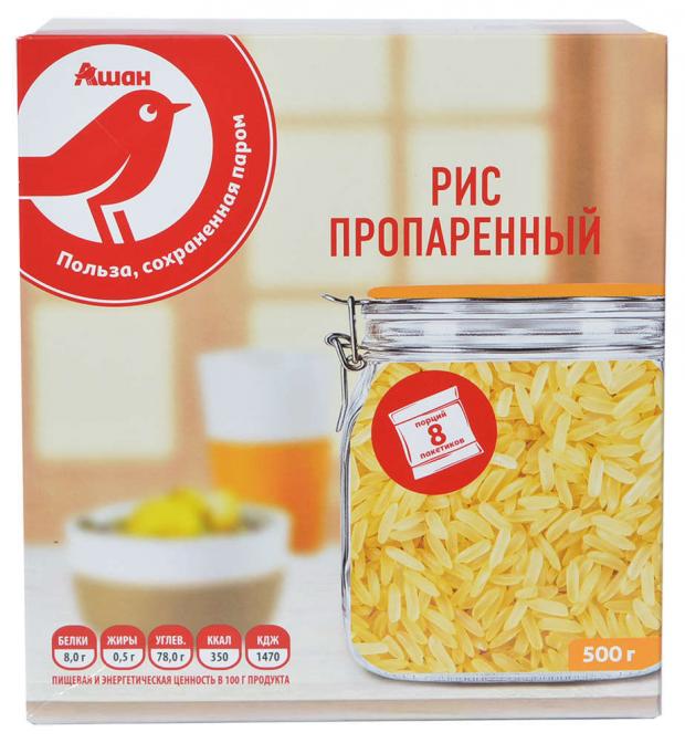

Рис пропаренный АШАН в пакетах, 500 г