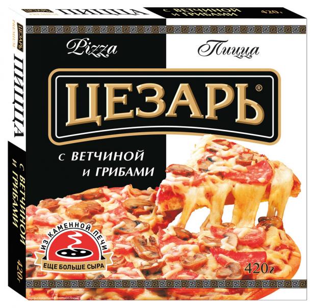 Пицца Цезарь с ветчиной и грибами 420 г 203₽