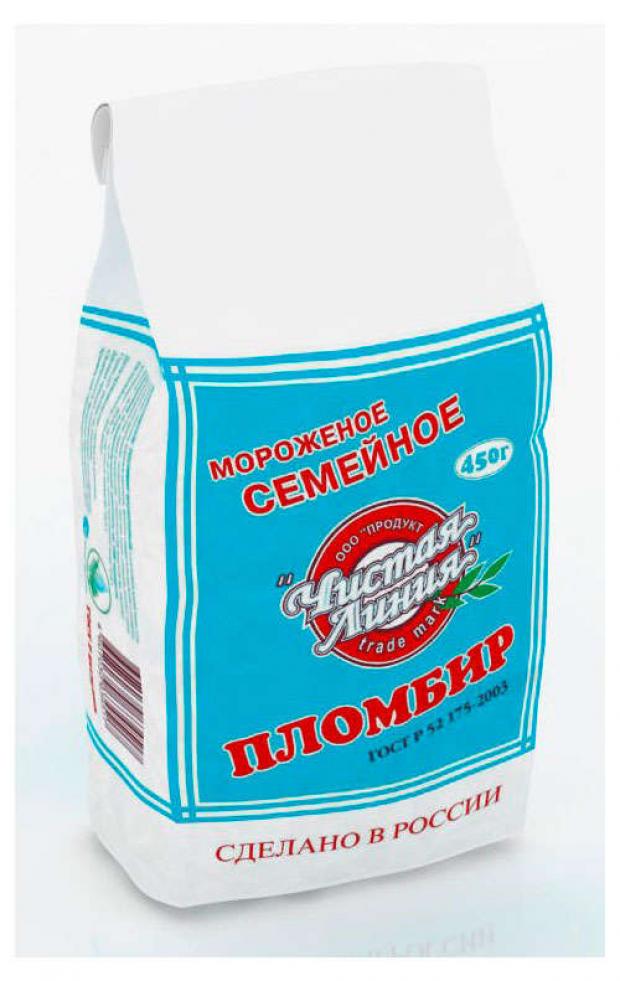 Мороженое пломбир Чистая линия Семейный ванильный 450 г 375₽