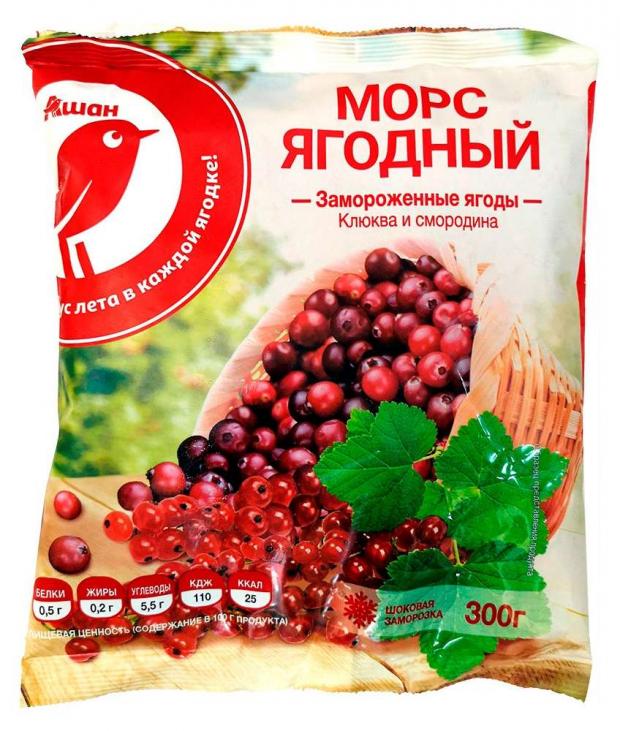 Морс ягодный АШАН клюква смородина замороженные 300 г 124₽