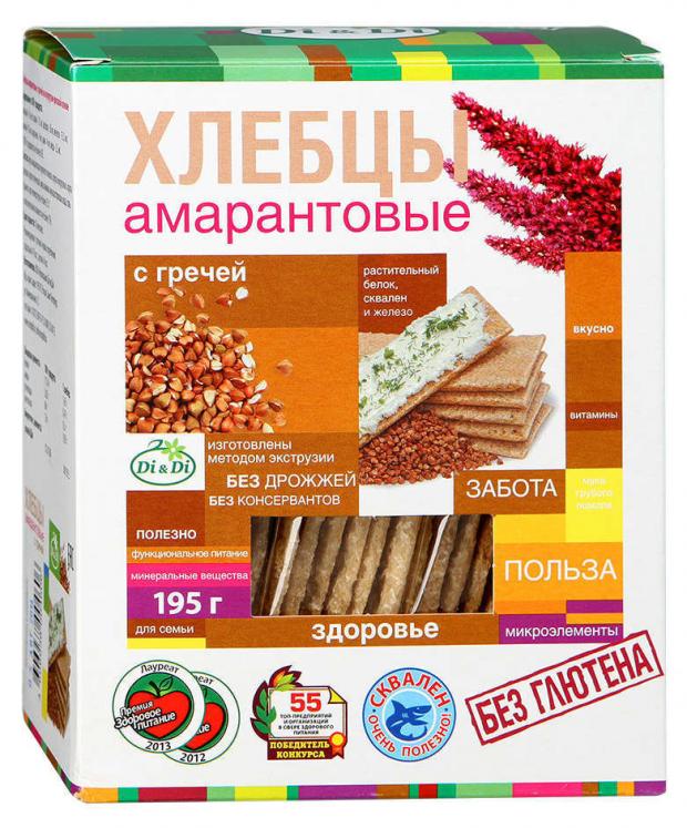 Хлебцы амарантовые DiDi с гречей 195 г 113₽