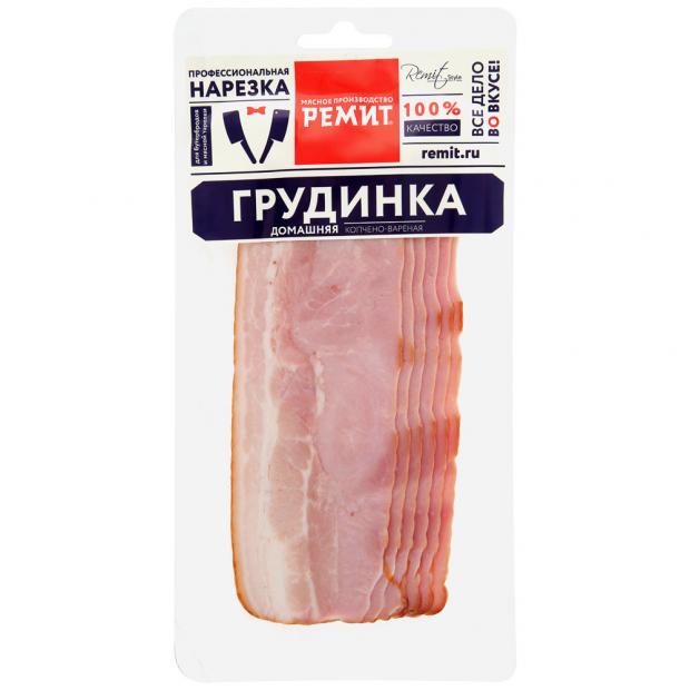 Грудинка варено-копченая Ремит Домашняя нарезка 150 г 156₽