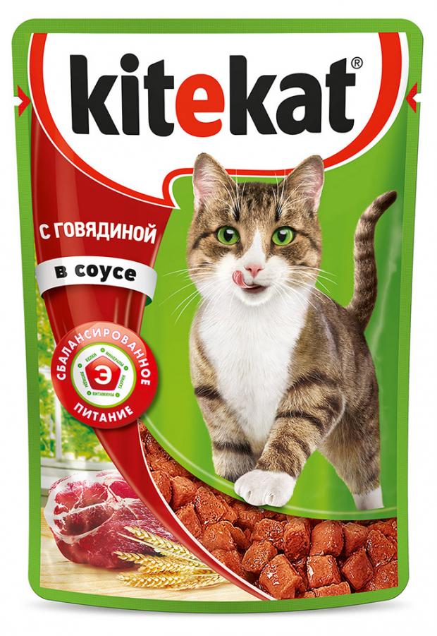 Корм для кошек Kitekat говядина в соусе 85 г 12₽