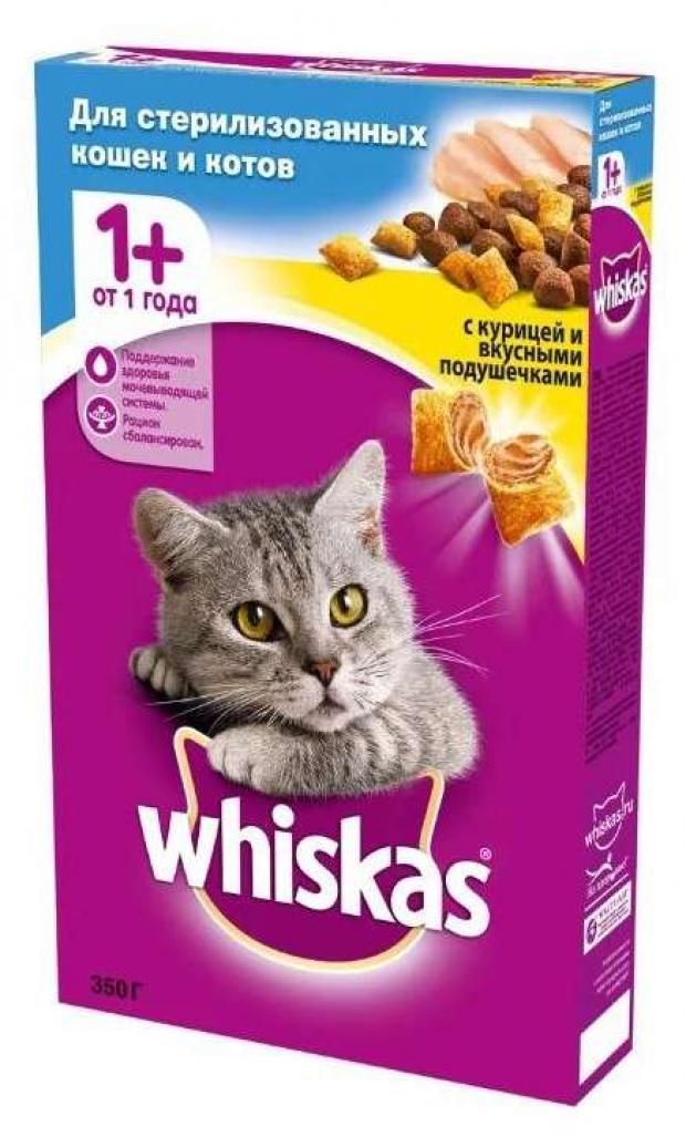 Сухой корм для стерилизованных кошек Whiskas курица 350 г 98₽