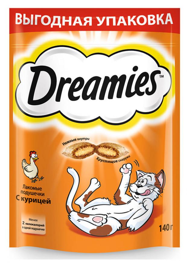 Лакомство для кошек Dreamies подушечки с курицей 140 г 116₽