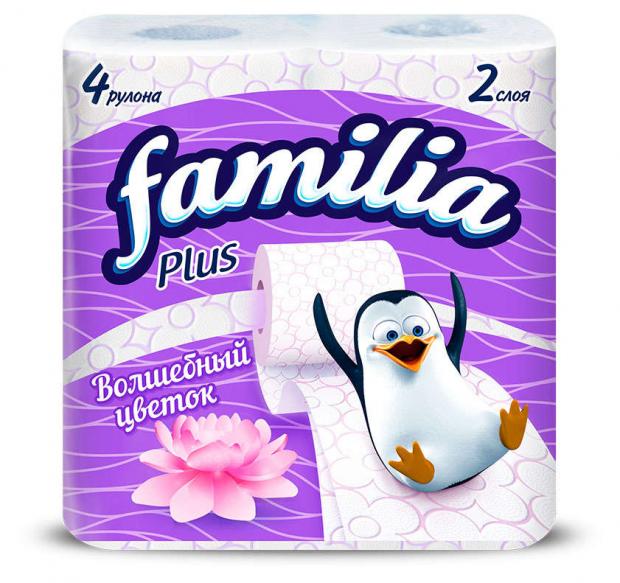 Туалетная бумага Familia Plus Волшебный цветок 2 слоя 4 рулона 85₽