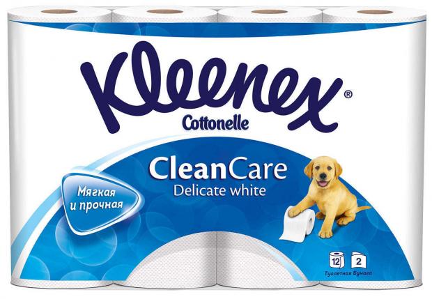 Туалетная бумага Kleenex Delicate White 2 слоя 12 рулонов 209₽