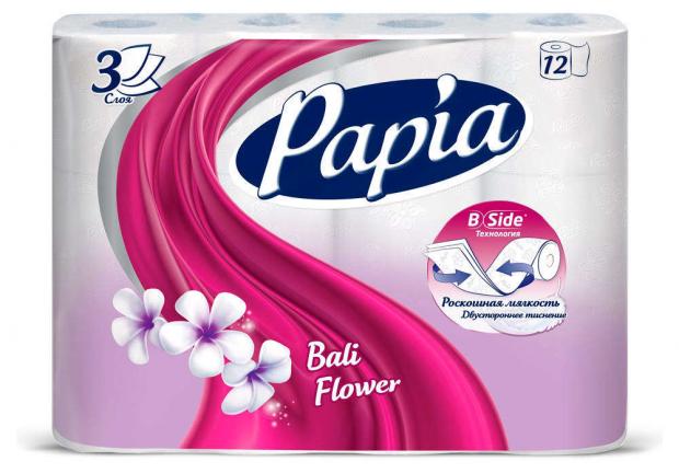 Туалетная бумага Papia Bali Flower 3 слоя 12 рулонов 313₽