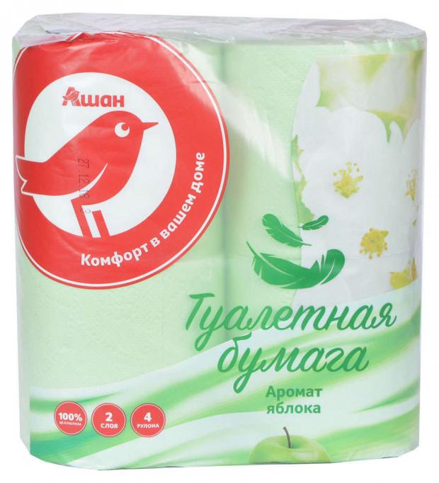 

Туалетная бумага АШАН Яблоко 2 слоя, 4 рулона