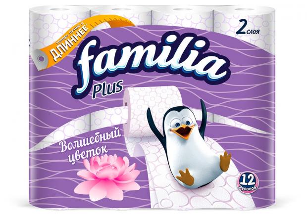 Туалетная бумага Familia Plus Волшебный цветок 2 слоя 12 рулонов 216₽