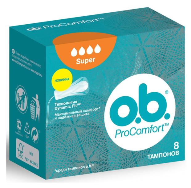 

Тампоны гигиенические O.b. ProComfort Super, 8 шт