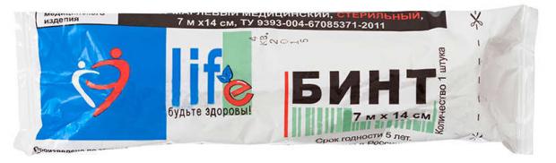 

Бинт медицинский стерильный Life 7 м х 14 см, 1 шт