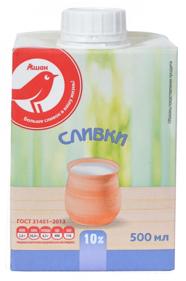 Сливки АШАН 10 500 мл 80₽