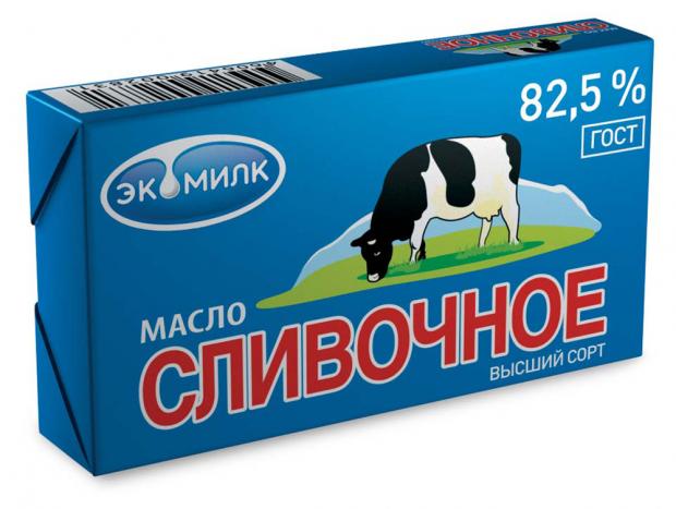 Масло сливочное Экомилк несоленое 825 100 г 85₽