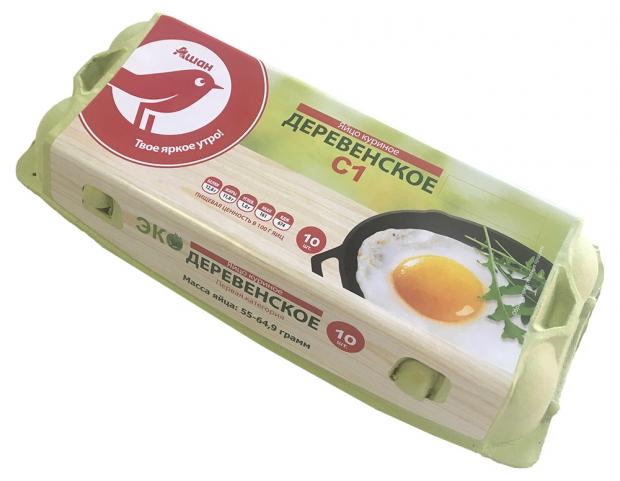 Яйцо АШАН деревенское С1 10 шт 80₽