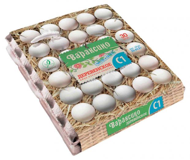 Яйцо «Вараксино» куриное деревенское белое С1, 30 шт