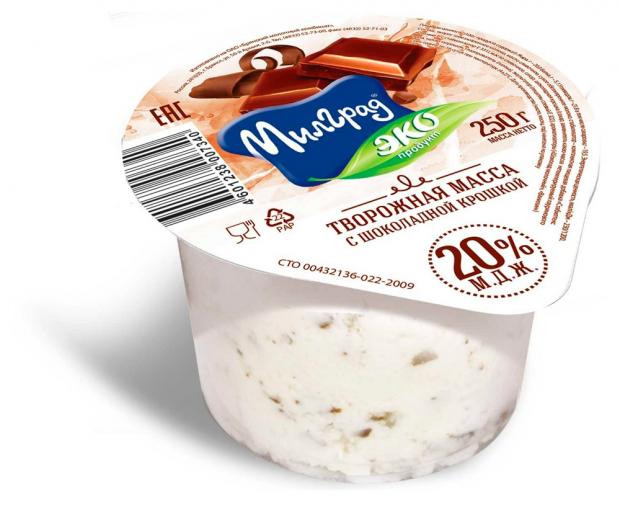 

Масса творожная «Милград» с шоколадной крошкой 20%, 250 г