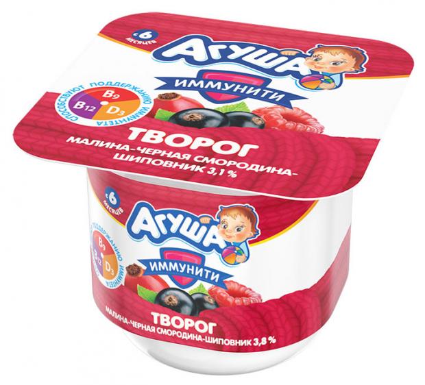 

Творог «Агуша» фруктовый малина-смородина черная-шиповник 3.8%, 100 г