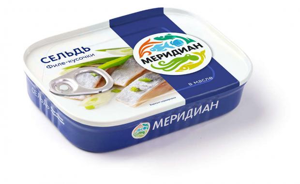 

Сельдь «Меридиан» филе-кусочки в масле, 115 г