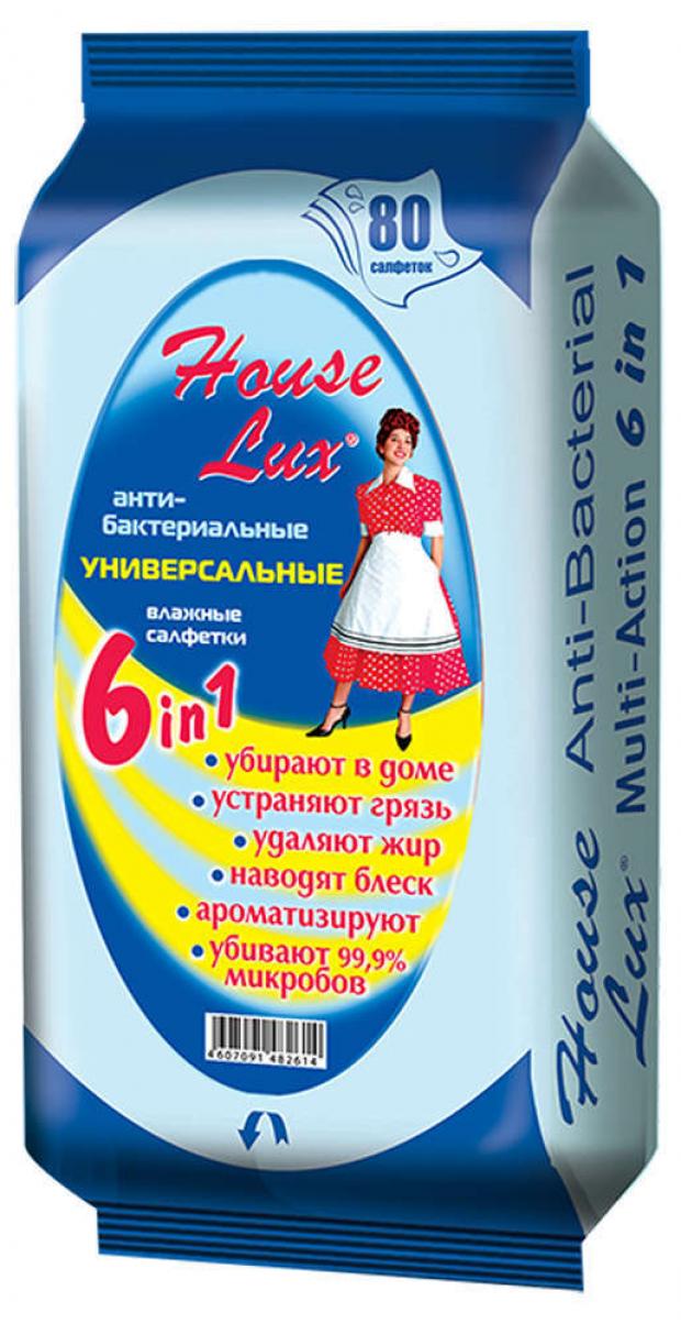 Салфетки влажные House Lux Антибактериальные универсальные 6 в 1 80 шт 90₽