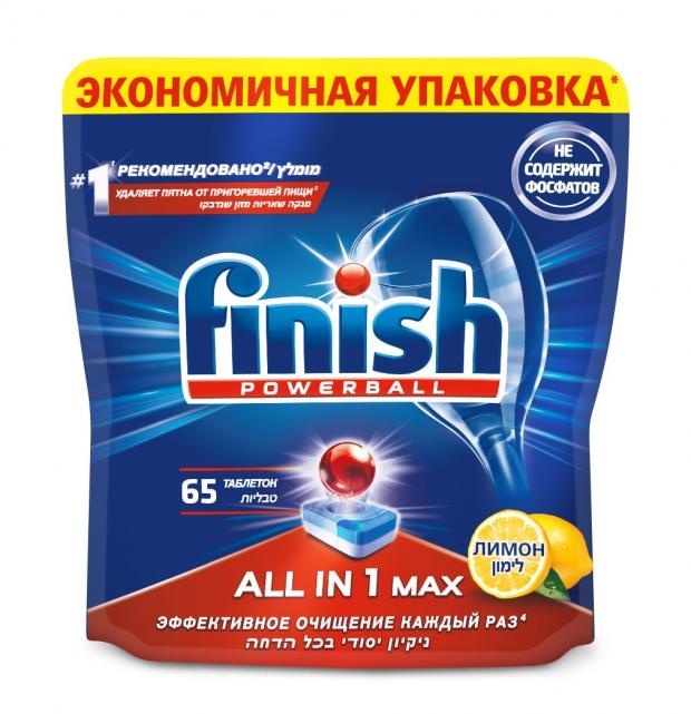 

Таблетки для посудомоечной машины Finish Лимон All in 1 Max, 65 шт