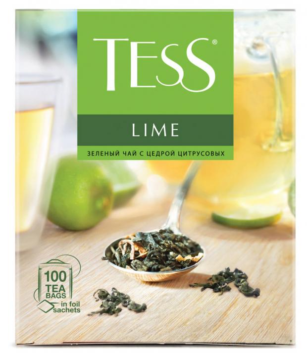 Чай зеленый Tess Лайм с добавками в пакетиках 100х15 г 256₽