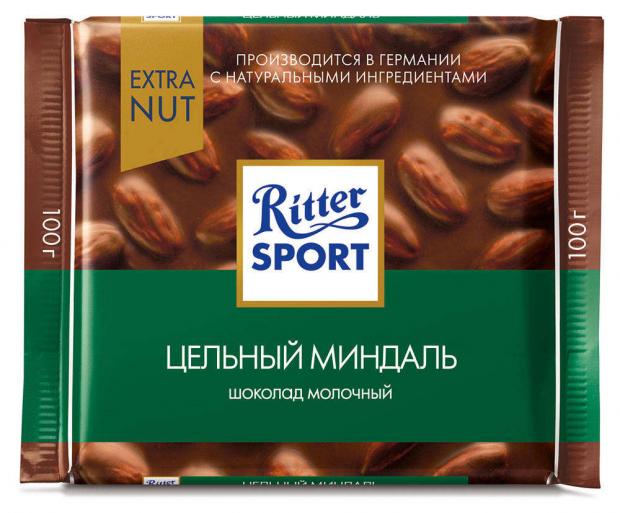 Шоколад Ritter Sport молочный с цельным миндалем 100 г 123₽
