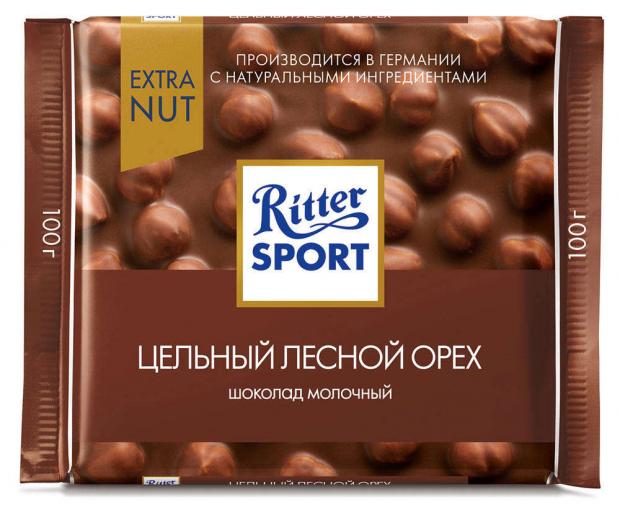 Шоколад Ritter Sport молочный с цельным лесным орехом 100 г 97₽