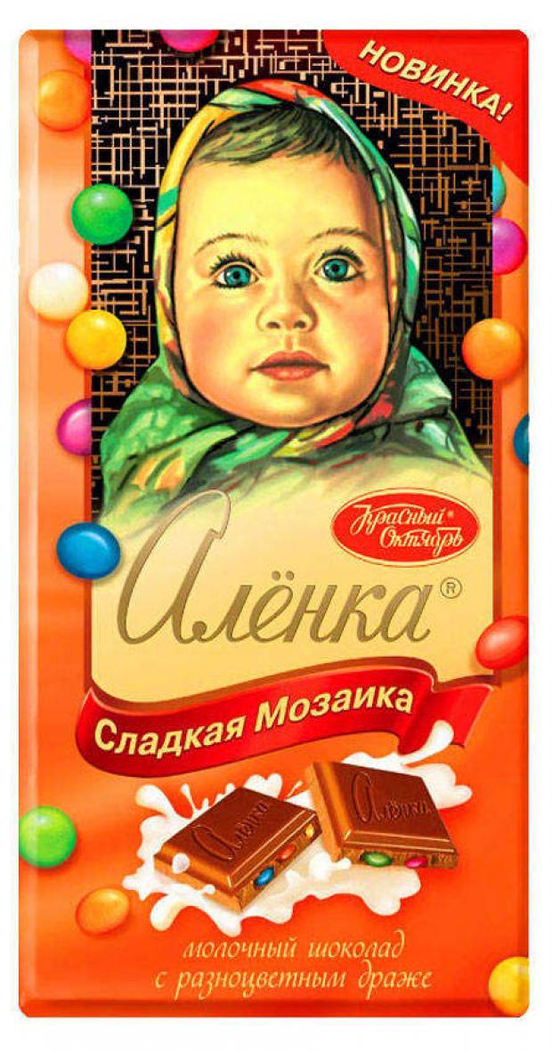 Шоколад «Алёнка» Сладкая мозайка молочный с разноцветным драже, 100 г