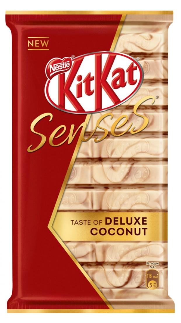 

Шоколад KitKat Senses Taste Deluxe Coconut белый с кокосом и молочный с миндалем, 112 г