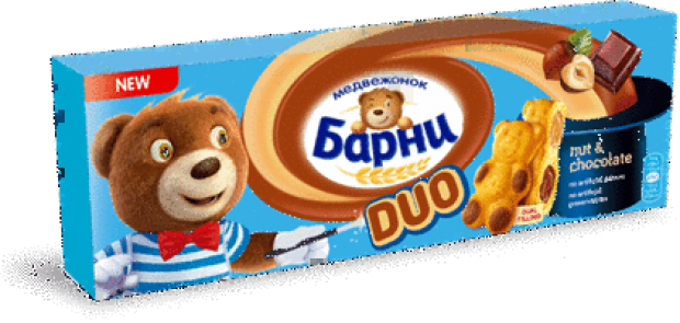 Пирожное «Медвежонок Барни» бисквитное с орехами и шоколадом, 150 г