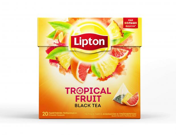Чай черный Lipton Tropical Fruit в пирамидках 20х18 г 105₽
