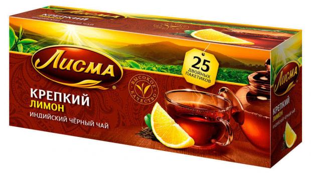 Чай черный Лисма Крепкий Лимон в пакетиках 25х2 г 46₽