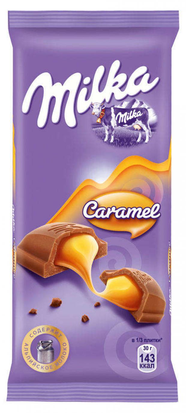 Шоколад молочный с карамелью, 90г, Milka