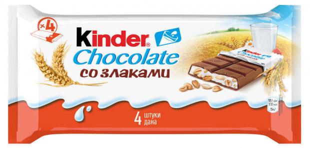 Шоколад Kinder Chocolate молочный со злаками 94 г 173₽