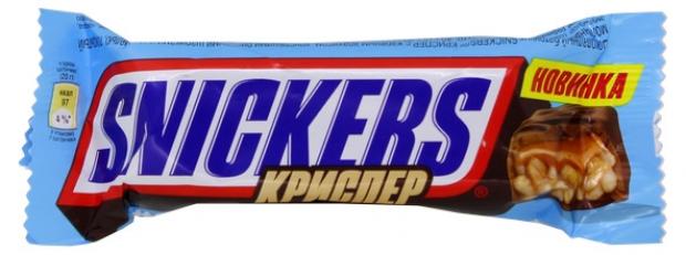 

Шоколадный батончик Snickers Криспер с арахисом, рисовыми шариками и карамелью, 40 г