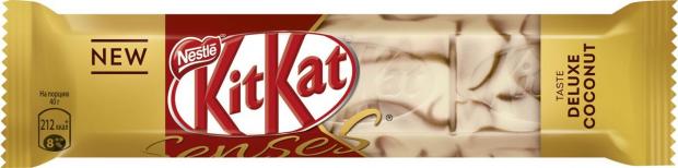 

Шоколад KitKat Senses Taste Deluxe Coconut бело-молочный с кокосом и миндалем, 40 г