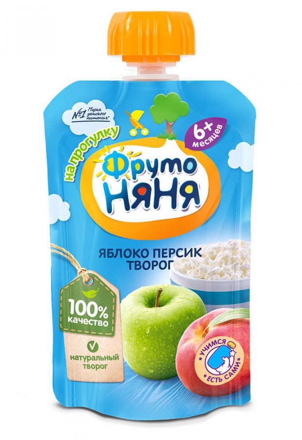 

Пюре «ФрутоНяня» из яблок и персиков с творогом с 6 мес, 90 г