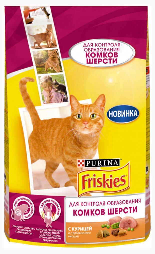 

Сухой корм для кошек Friskies от комков шерсти с курицей и овощами, 1,5 кг