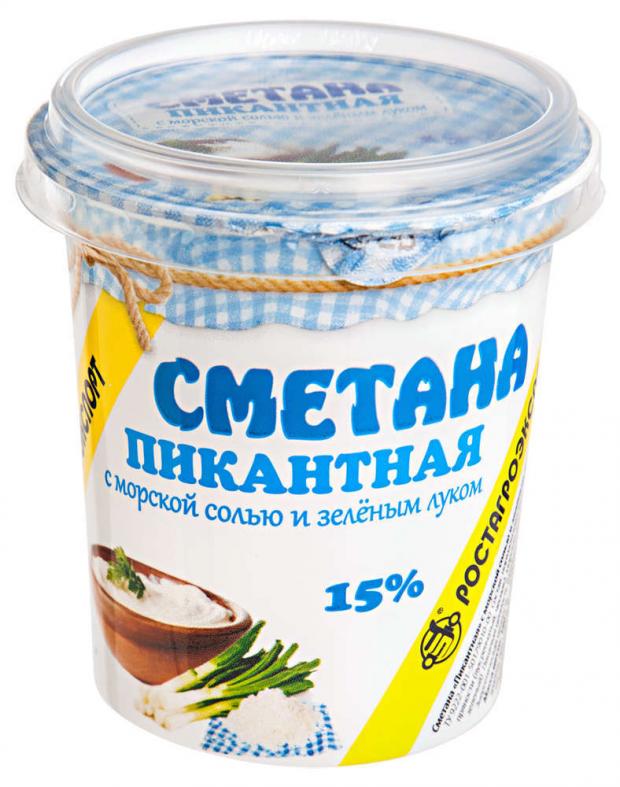 

Сметана «Ростагроэкспорт» Пикантная с морской солью и зелёным луком 15%,180 г