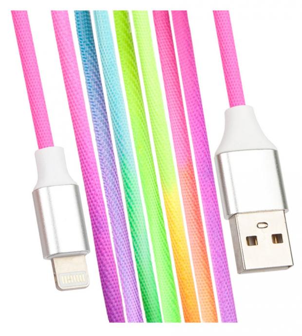 

USB кабель LP для Apple 8 pin Rainbow Fabric Coating радужная оплетка