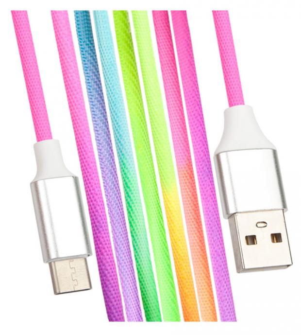 

USB кабель LP USB Type-C Rainbow Fabric Coating радужная оплетка