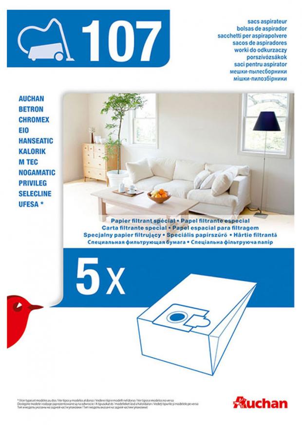 

Мешки для пылесоса АШАН 107, 5 шт